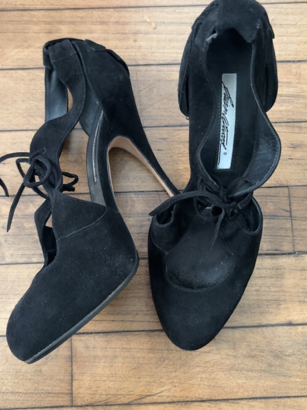 Brian Atwood Suede Black Lace-Up Heels